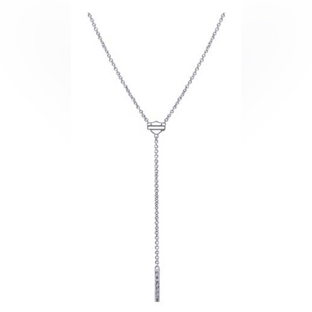 Harley-Davidson® Women's Hammered Delicate Bar & Shield 'Y' Necklace - Sterling